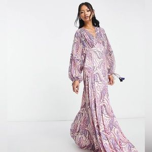 Free People Mirage boho printed maxi dress in pink 8 nwt